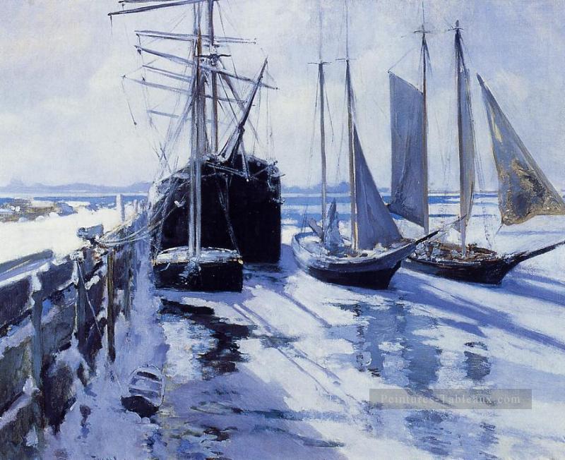 Connecticut Shore neige Impressionniste paysage marin John Henry Twachtman Peintures à l'huile